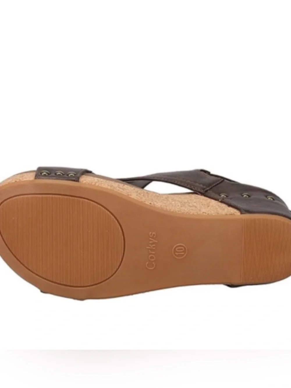 BNWOB Corkys Brown Leather Wedge Sandals SZ 10